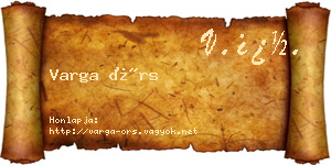 Varga Örs névjegykártya